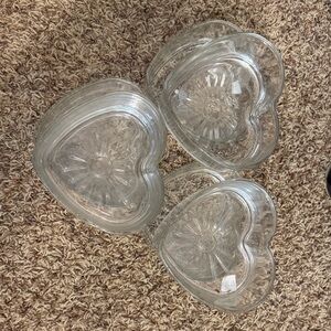 Set of Heart-Shaped Glass Bowls